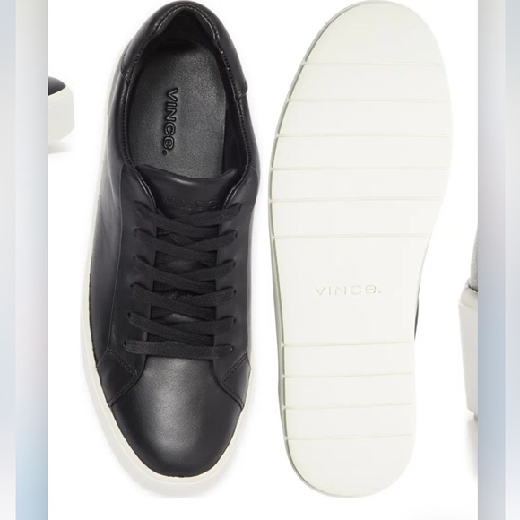 VINCE Benfield Black Leather Platform Lace Up Sneaker (Women) SZ 10 - Picture 2 of 10